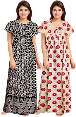 yarendra export Women Nighty(Pink, Black)