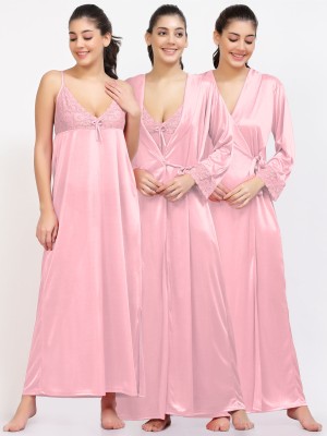 Punchi Women Nighty with Robe(Pink)