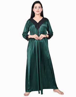 DIVYASTRI FASHION Women Nighty(Green)
