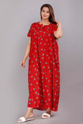 Sarthak Creation Women Nighty(Red)