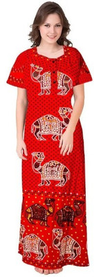 Gauri Creation Women Nighty(Red)