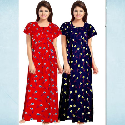 DreamBe Women Nighty(Red, Yellow)