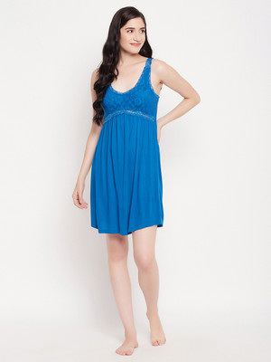 Clovia Women Nightdress(Blue)