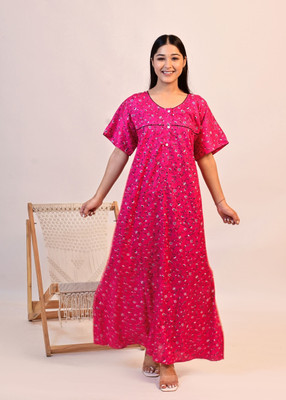 PAL CLOTHING Women Nighty(Pink)
