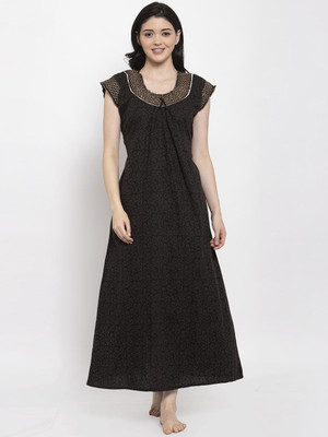 Secret Wish Women Nighty(Black)