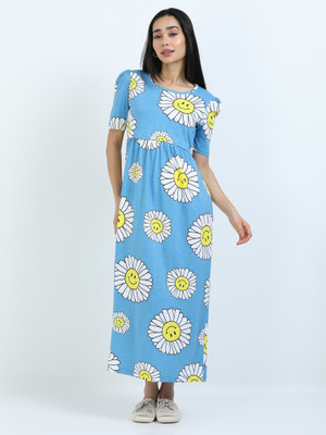 The Skoopy Bee Women Maternity/Nursing Nighty(Blue)