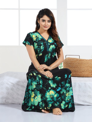impression Women Nighty(Black, Green)