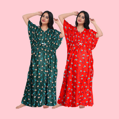 RUCHIKA ENTERPRISES Women Nighty(Red, Green)