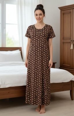 Look At Me Women Maternity/Nursing Nighty(Brown)