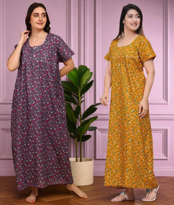 manidhari fab tex Women Nighty(Multicolor)