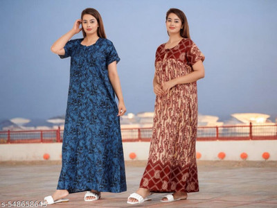 RAKESH FASHION Women Nighty(Multicolor)