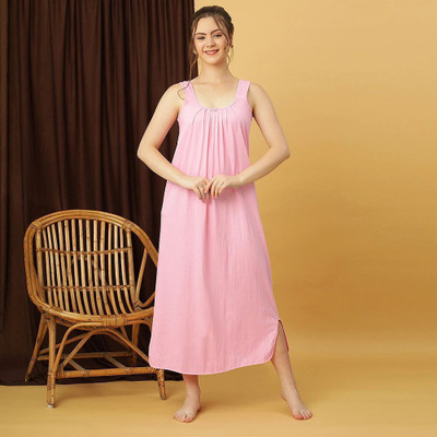 GANIX FASHION THAT DEFINE YOU Women Nightdress(Pink)