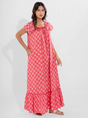 Feathers Closet Women Nighty(Pink)