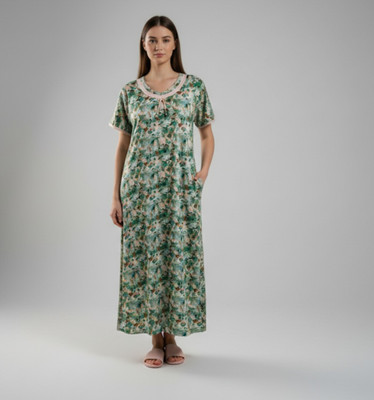 Erimiss Women Nighty(Green)