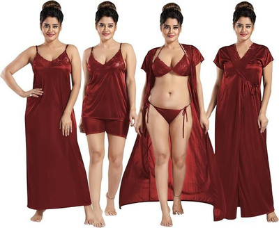 KIRROX Women Nightdress(Maroon)