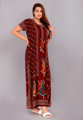 RR CREATION Women Nighty(Maroon)