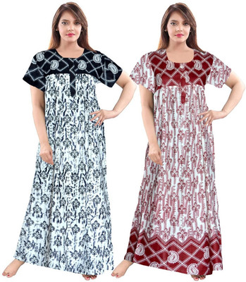 Shri Janki Saree Women Nighty(Black, Red)