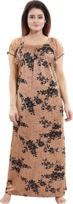 SHOPPING STATION Women Nighty(Brown)