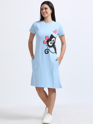 The Spooky Bee Women Nightdress(Blue)