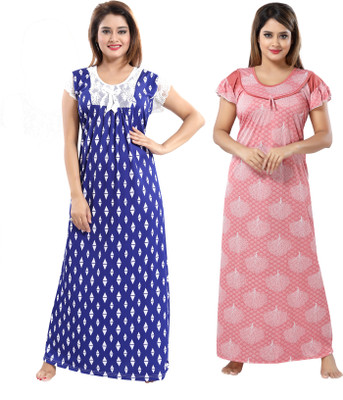SHOPPING STATION Women Nighty Set(Multicolor)