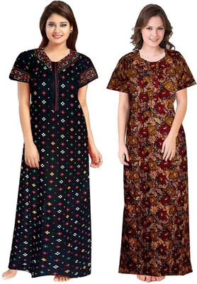 Sarthak Creation Women Nighty(Blue, Brown)