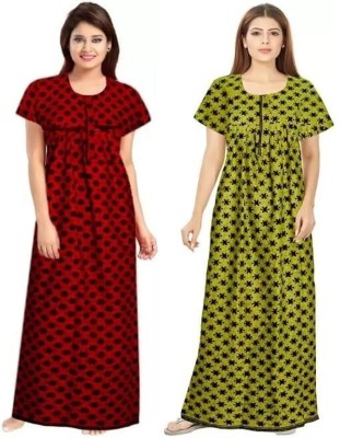 KBNBJ Women Nighty(Red, Green)