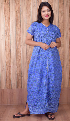 CLYMAA Women Maternity/Nursing Nighty(Blue)