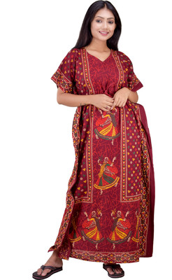 CLYMAA Women Nighty(Maroon)