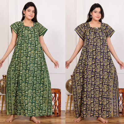 mudrika fashions Women Nighty(Green)