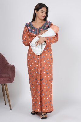 REN STAR Women Maternity/Nursing Nighty(Orange)