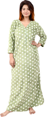 Miavii Women Nightdress(Light Green)