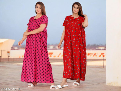 PremStyles Women Nighty(Multicolor)