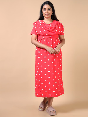 Mayaval Women Maternity/Nursing Nighty(Blue)