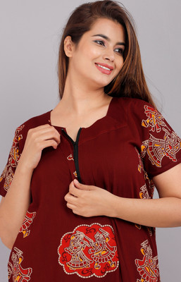 dinesh enterprises Women Nighty(Maroon)
