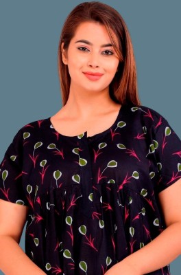 BHOOMI ENTERPRISES Women Nighty(Black)