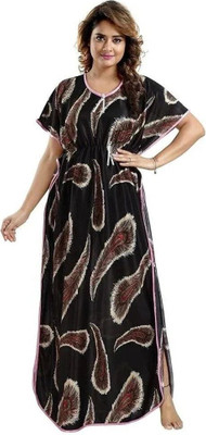 HouseOfCommon Women Nighty with Robe(Black)