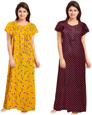 Cauchy Women Nighty Set(Multicolor)