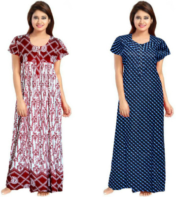 Sarika Fashion Women Nighty Set(White, Blue)