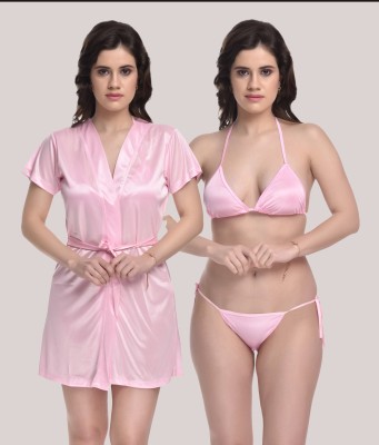 You Forever Women Robe and Lingerie Set(Pink)