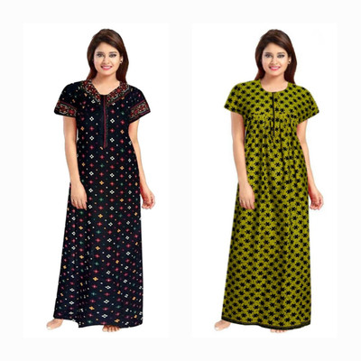 SHRIGANESH ENTERPRISES Women Nighty(Blue, Green)