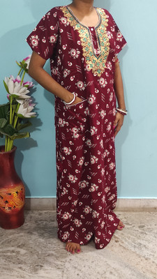Sampriti Women Maternity/Nursing Nighty(Maroon)
