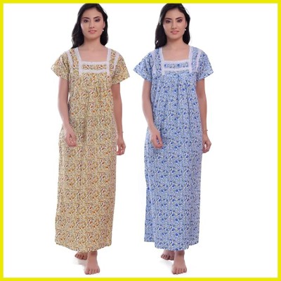 Samikhya Women Nighty with Robe(Multicolor)