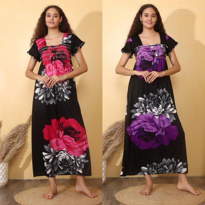 HouseOfCommon Women Nighty(Pink, Purple, Black)