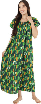 Rangmor Women Nighty(Green)