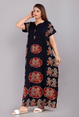 AakarShana Women Nighty(Blue, Red)