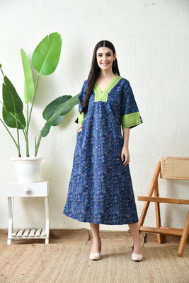 LOOMFRESH Women Nighty(Blue)