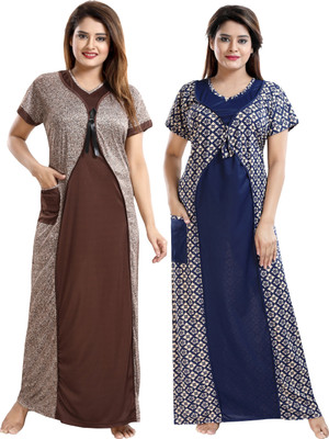 KHOOBS Women Nighty(Multicolor)