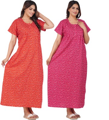 Wristy Women Nighty(Red, Pink)