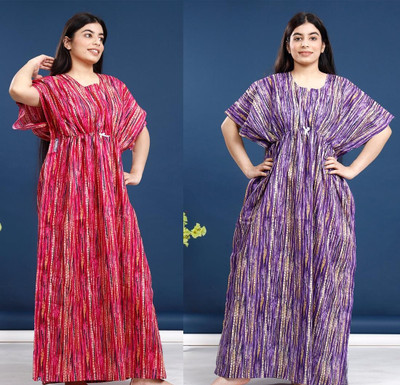 Saviaara Women Nighty(Pink, Purple)