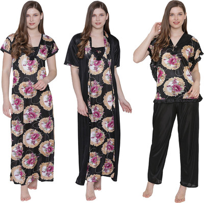 PHALIN Women Nighty Set(Multicolor)